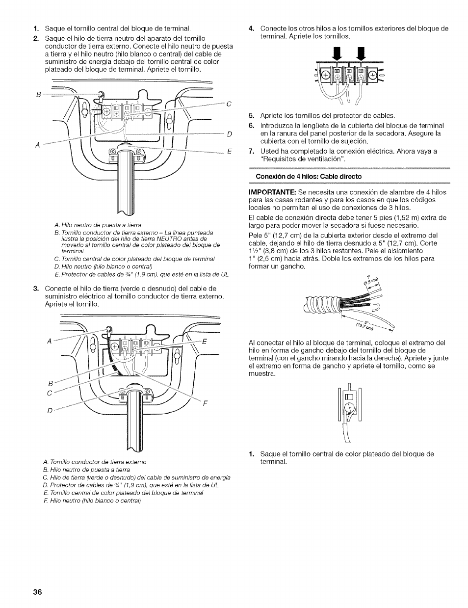 Conexión de 4 hilos: cable directo | Kenmore ELITE OASIS 110.6707 User Manual | Page 36 / 56