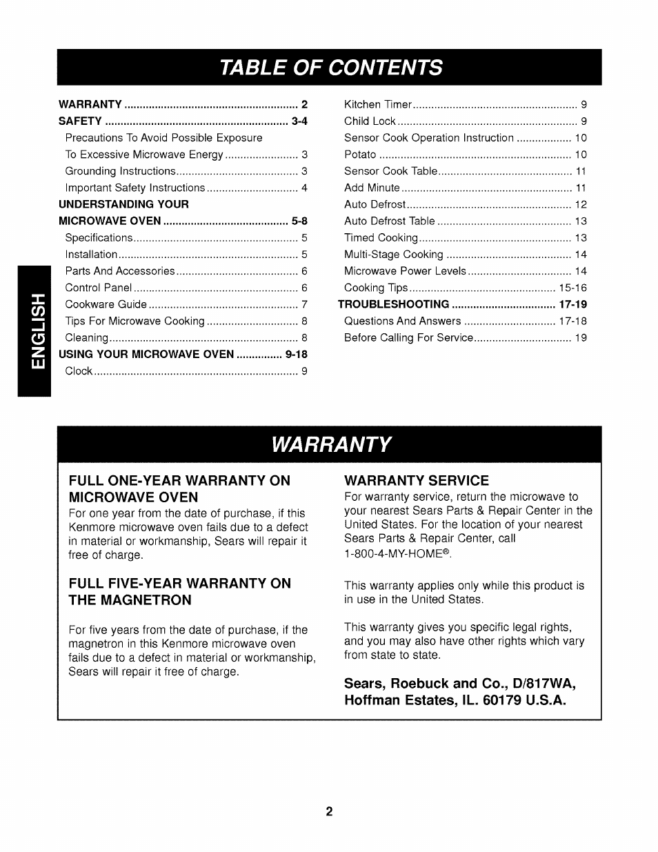 Kenmore 721.62342 User Manual | Page 2 / 20