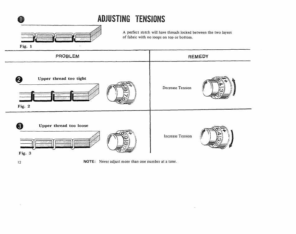 Adjusting tensions | Kenmore 1206 User Manual | Page 13 / 29