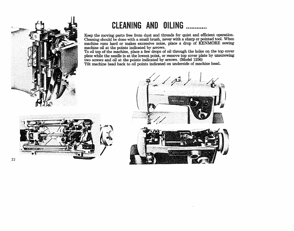 Cleaning and oiling | Kenmore 1206 User Manual | Page 23 / 29