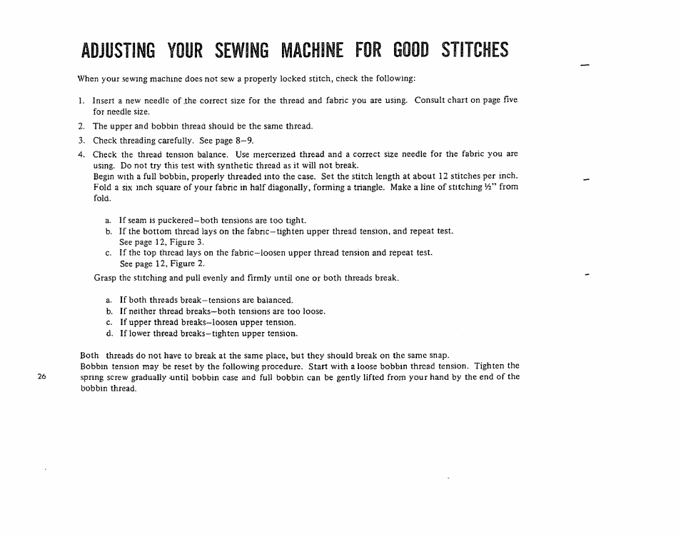 Adjusting your sewing machine for good stitches | Kenmore 1206 User Manual | Page 27 / 29