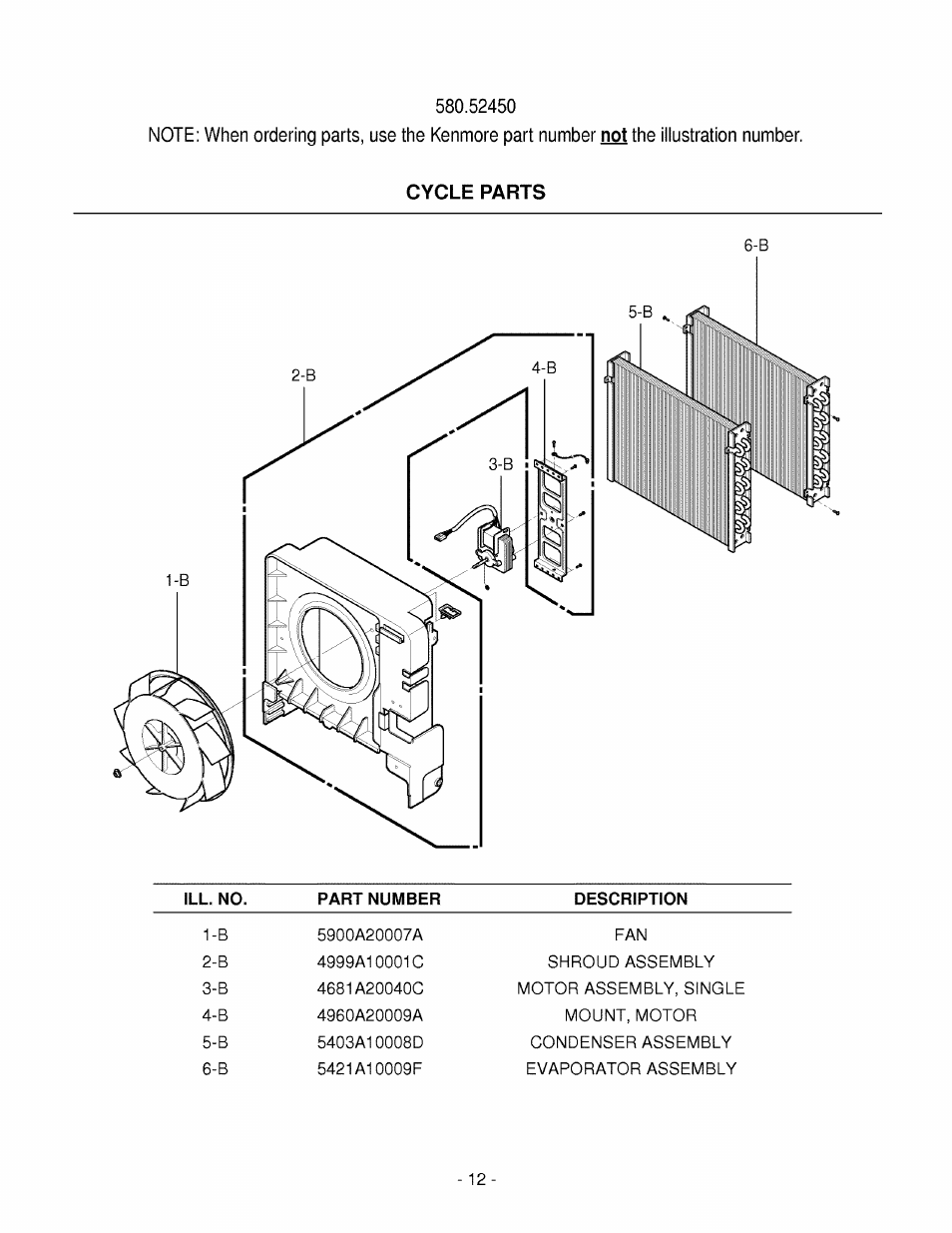 Cycle parts | Kenmore 580.5245 User Manual | Page 12 / 13