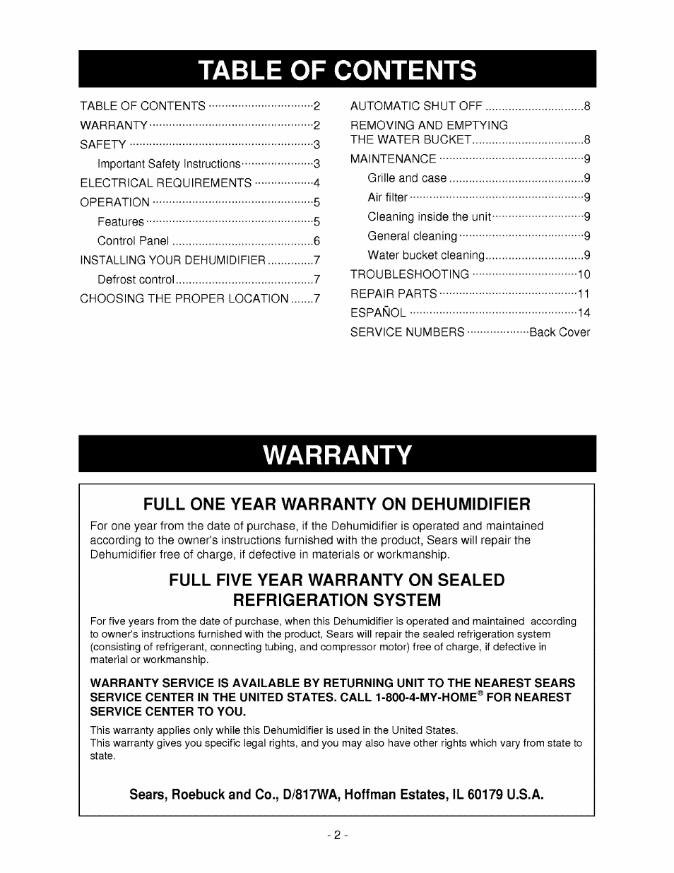 Kenmore 580.5245 User Manual | Page 2 / 13