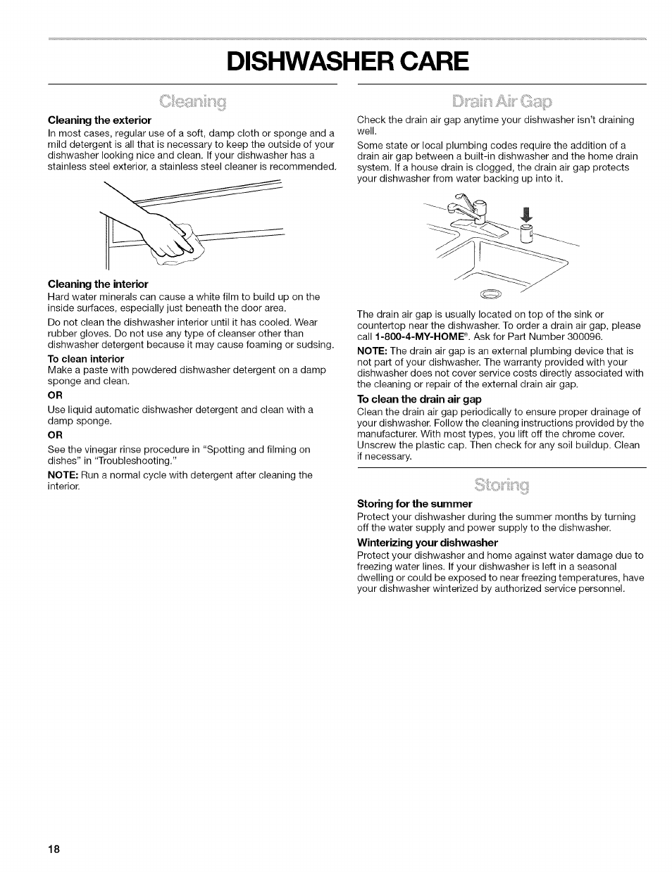 Dishhwasher care, Dishwasher use | Kenmore 665.1629 User Manual | Page 18 / 64