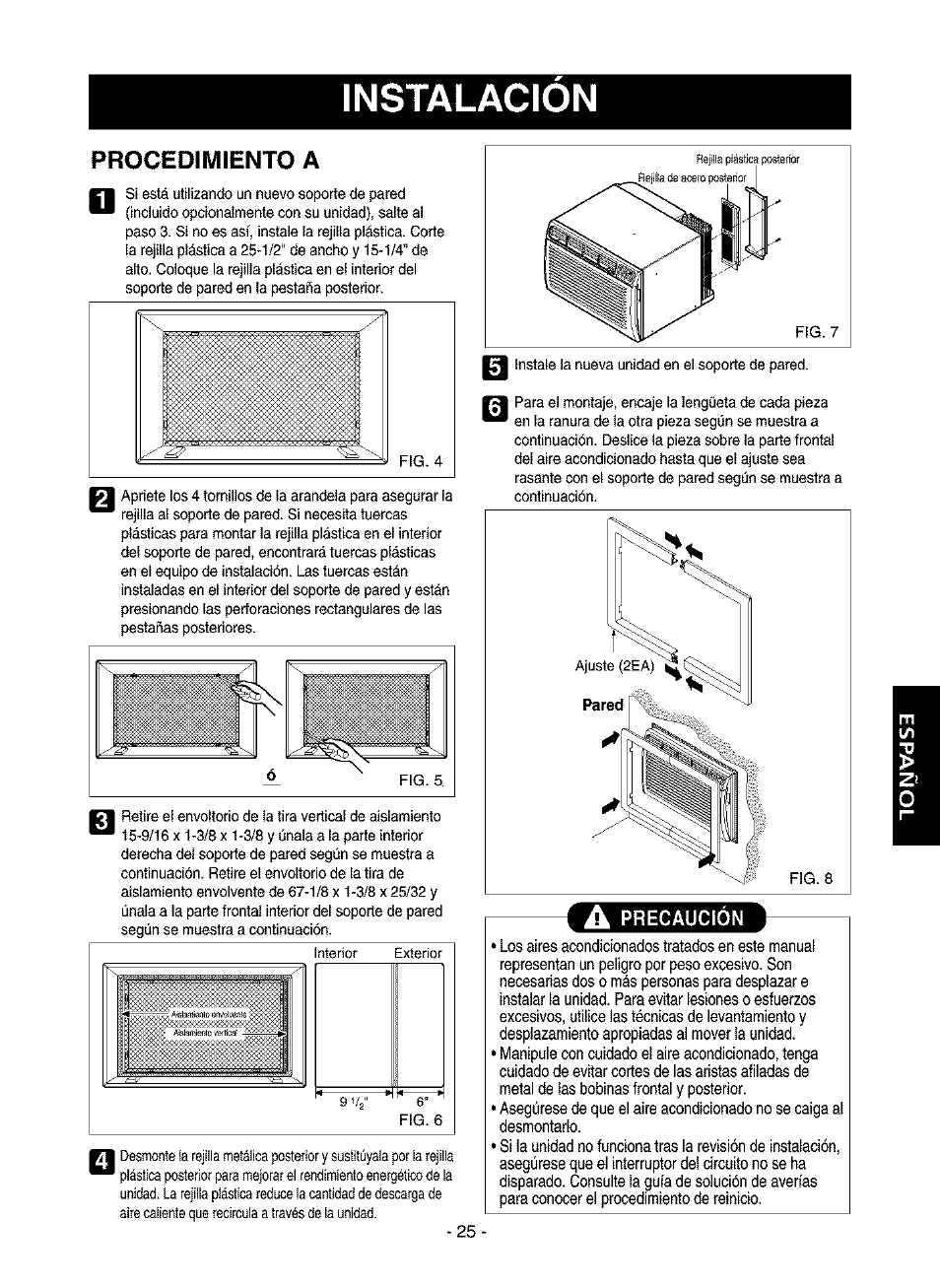 Instalacion, Procedimiento | Kenmore 580.75116 User Manual | Page 25 / 40