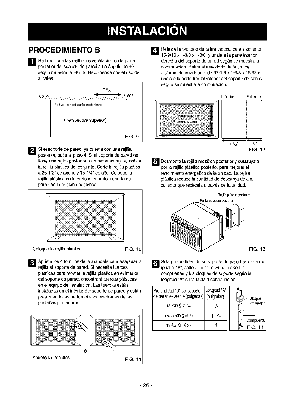 Instalacion, Procedimiento | Kenmore 580.75116 User Manual | Page 26 / 40