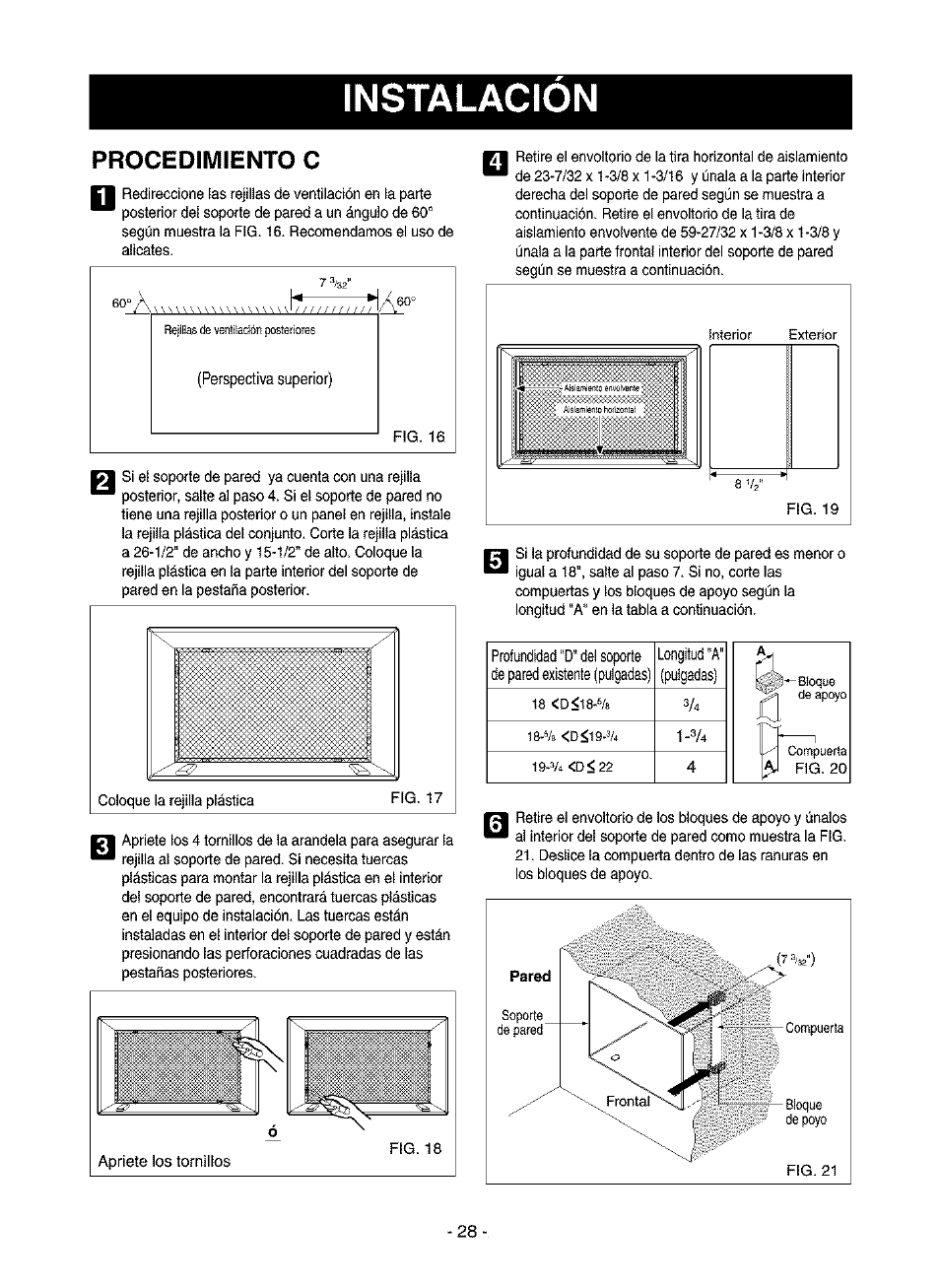 Instalacion, Procedimiento | Kenmore 580.75116 User Manual | Page 28 / 40