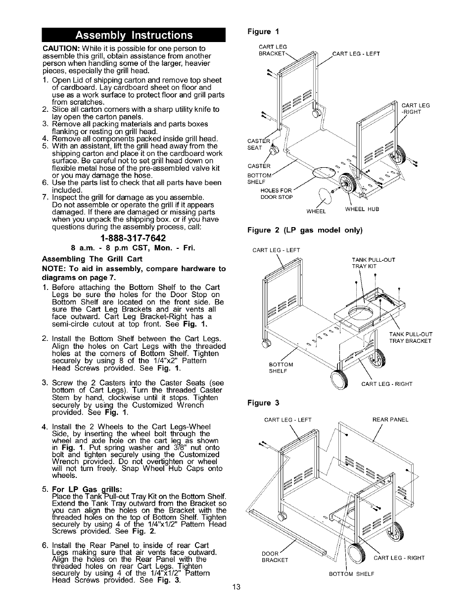 For lp gas, Assembly instructions | Kenmore 141.17337 User Manual | Page 13 / 43