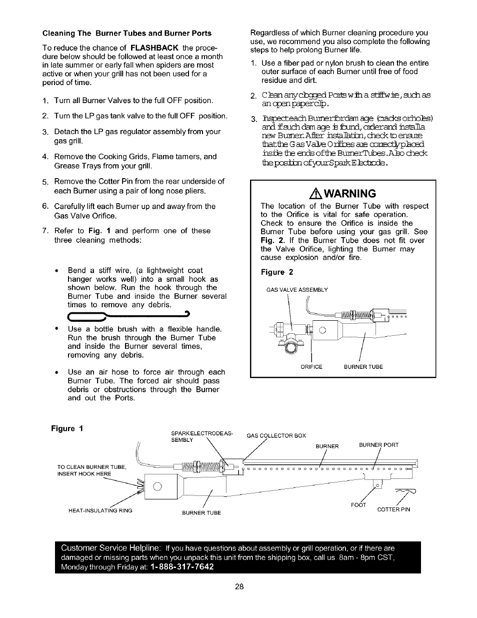 Cleaning the burner tubes and burner ports | Kenmore 141.17337 User Manual | Page 28 / 43