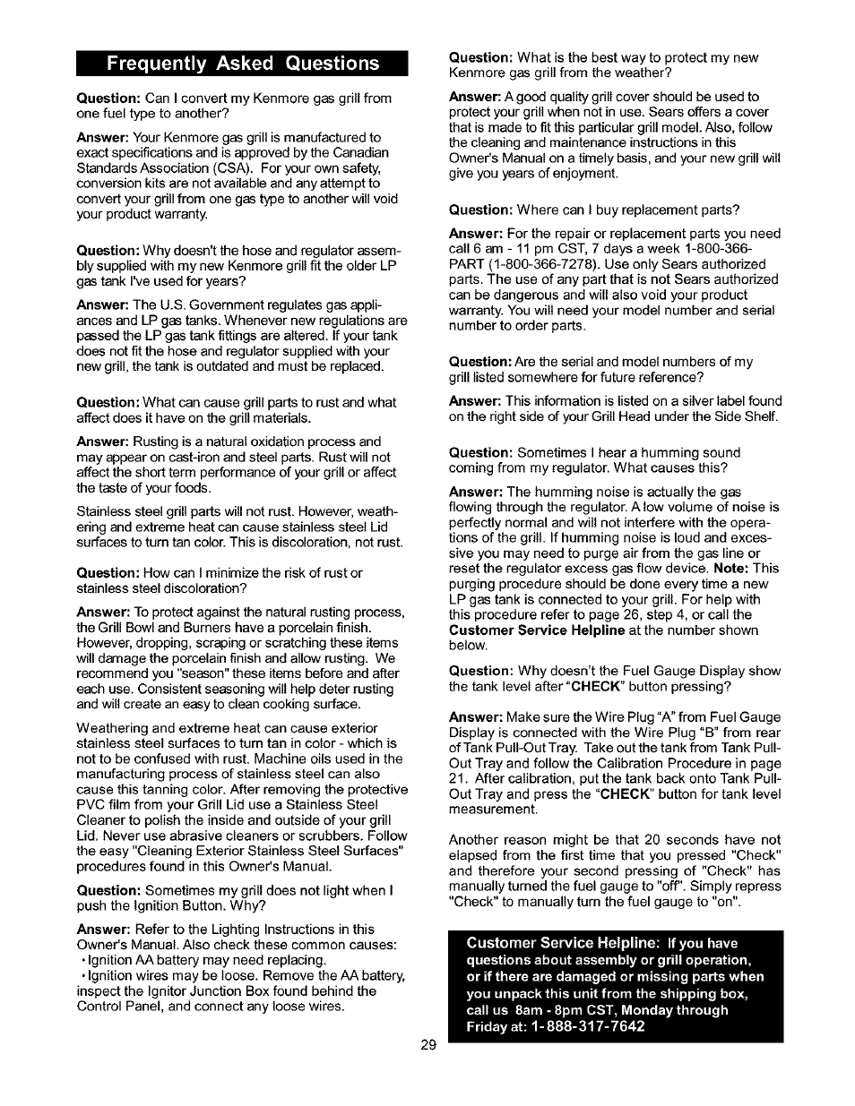 Frequently asked questions | Kenmore 141.17337 User Manual | Page 29 / 43