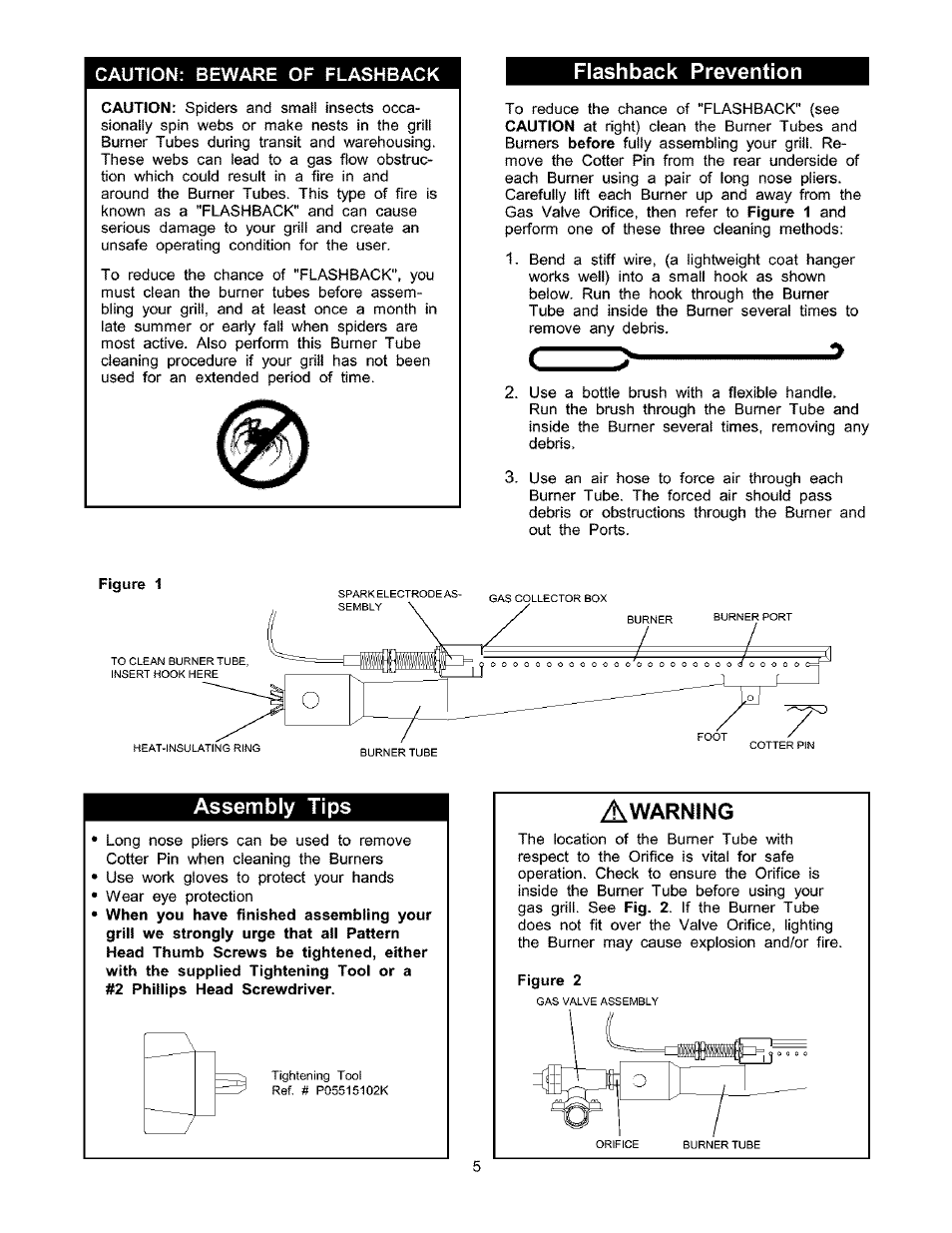 Flashback prevention, Assembly tips | Kenmore 141.17337 User Manual | Page 5 / 43