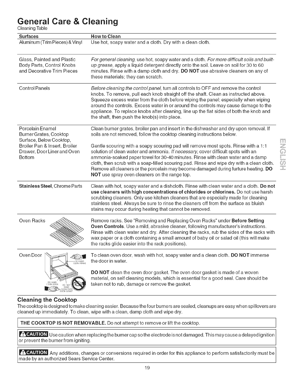 Cleaning the cooktop, General care & cleaning | Kenmore 790.7866 User Manual | Page 19 / 24