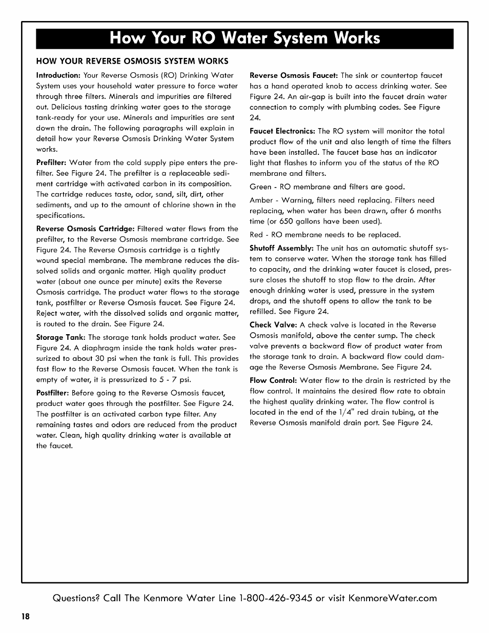 How your ro water system works, How your reverse osmosis system works, Flow your reverse osmosis water system works -19 | Kenmore REVERSE OSMOSIS 625.38556 User Manual | Page 18 / 28