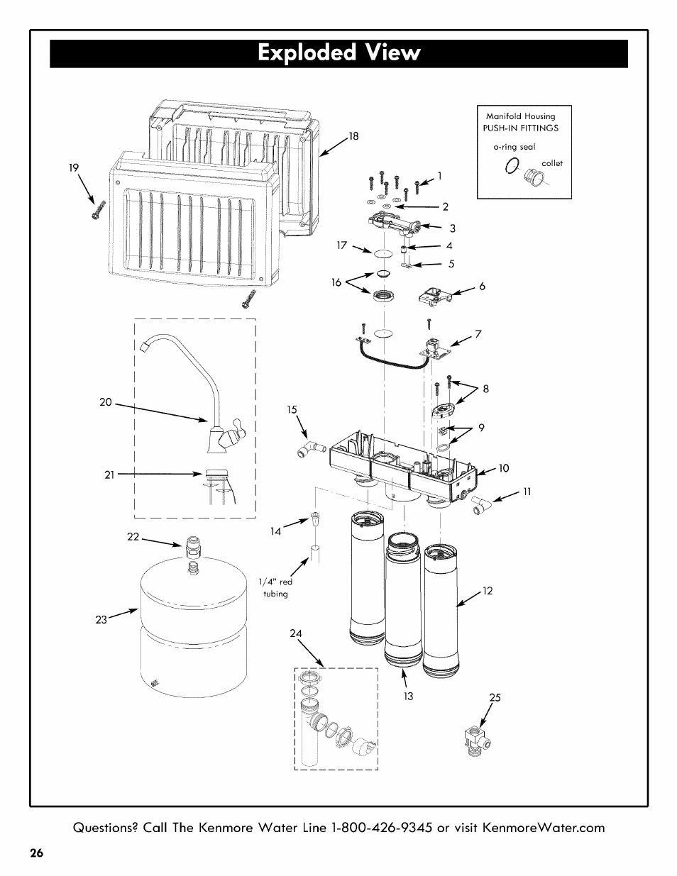 Exploded view | Kenmore REVERSE OSMOSIS 625.38556 User Manual | Page 26 / 28