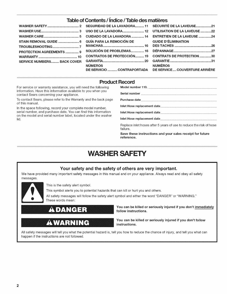Kenmore W10026670B User Manual | Page 2 / 32