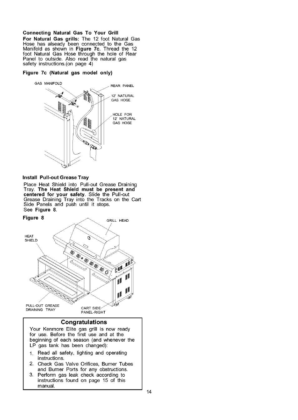 Install pull-out grease tray, Congratulations | Kenmore ELITE 141.16681 User Manual | Page 14 / 34