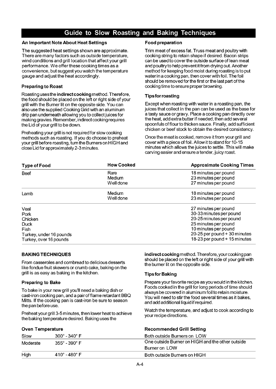 Guide to slow roasting and baking techniques, An important note about heat settings, Preparing to roast | Food preparation, Tips for roasting, Baking techniques, Preparing to bake, Tips for baking | Kenmore ELITE 141.16681 User Manual | Page 24 / 34