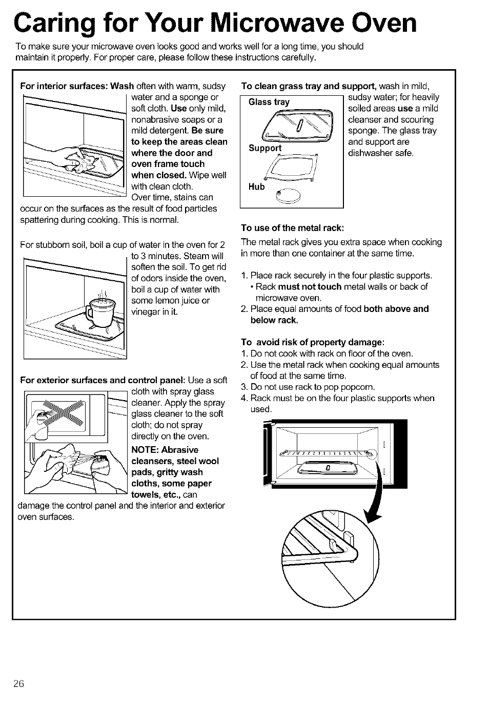 Caring for your microwave oven | Kenmore ULTRA WAVETM 721.64684 User Manual | Page 26 / 69