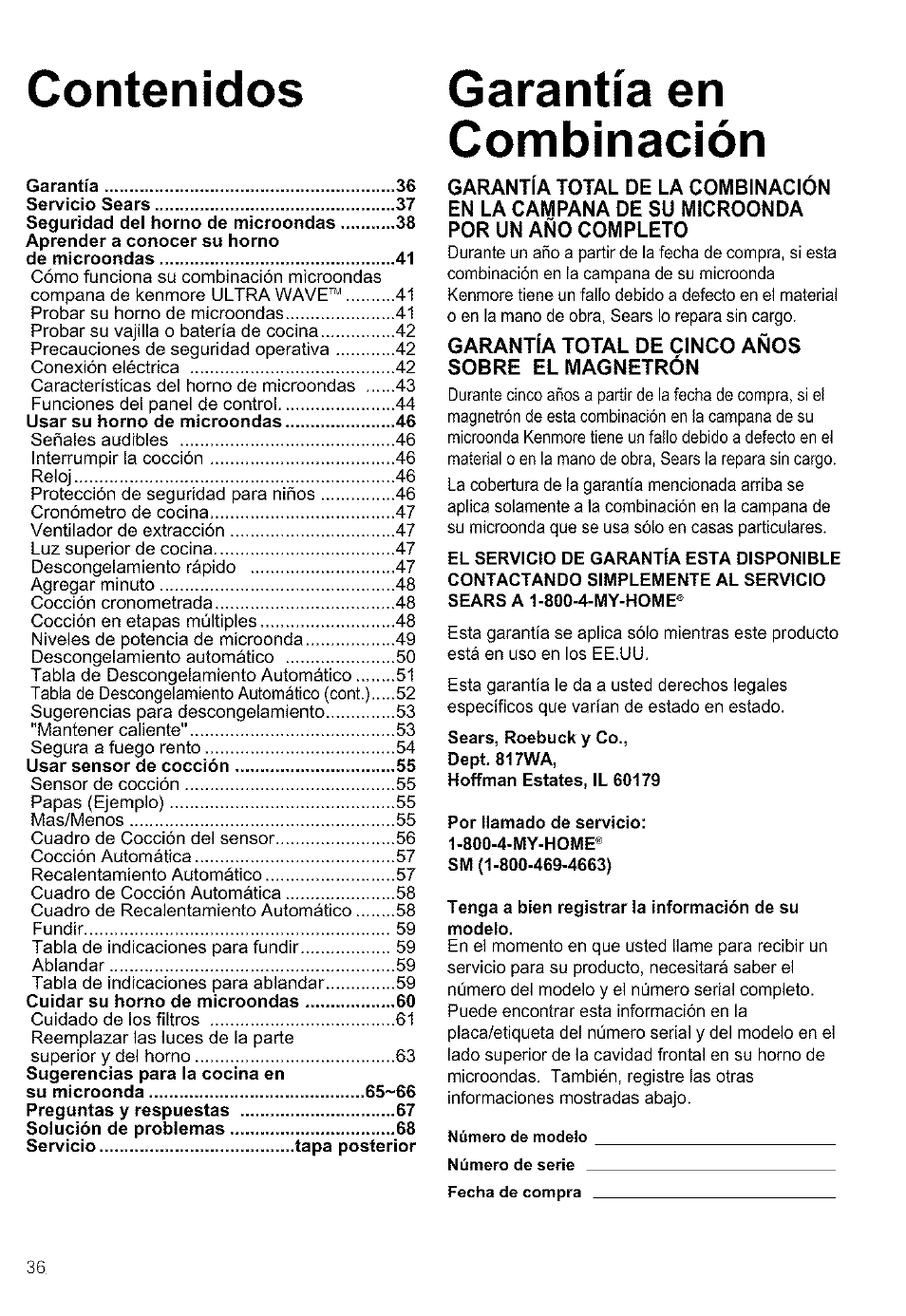 Kenmore ULTRA WAVETM 721.64684 User Manual | Page 36 / 69