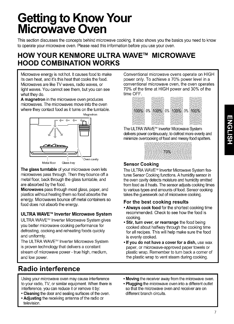 Getting to know your microwave oven, Radio interference | Kenmore ULTRA WAVETM 721.64684 User Manual | Page 7 / 69