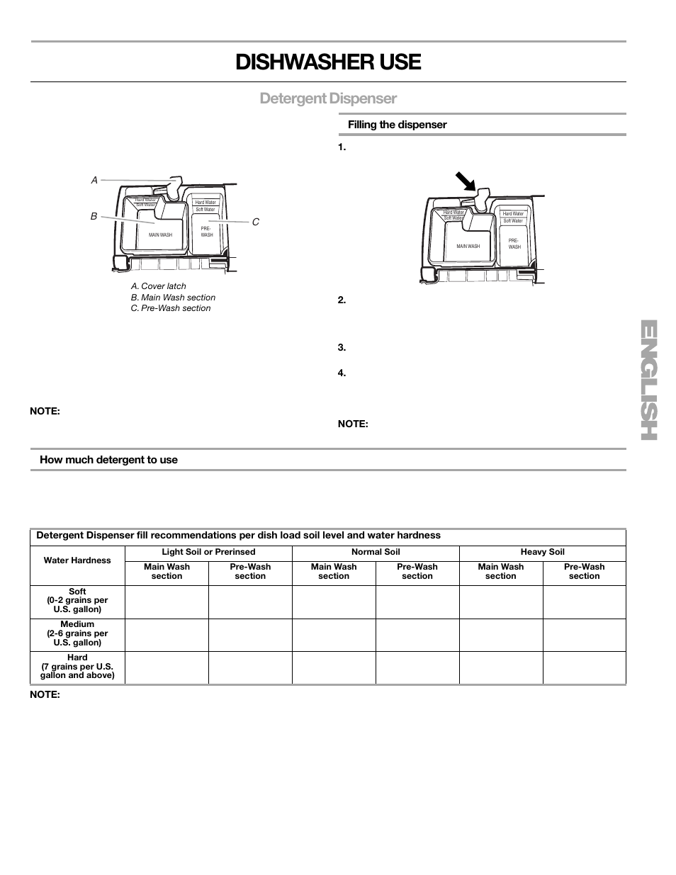 Dishwasher use, Detergent dispenser | Kenmore 665.1376 User Manual | Page 13 / 23