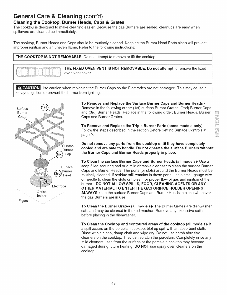 Generai care & cleaning (cont’d) | Kenmore GAS A GE-SLIDE IN MODEL 790.3104 User Manual | Page 43 / 48