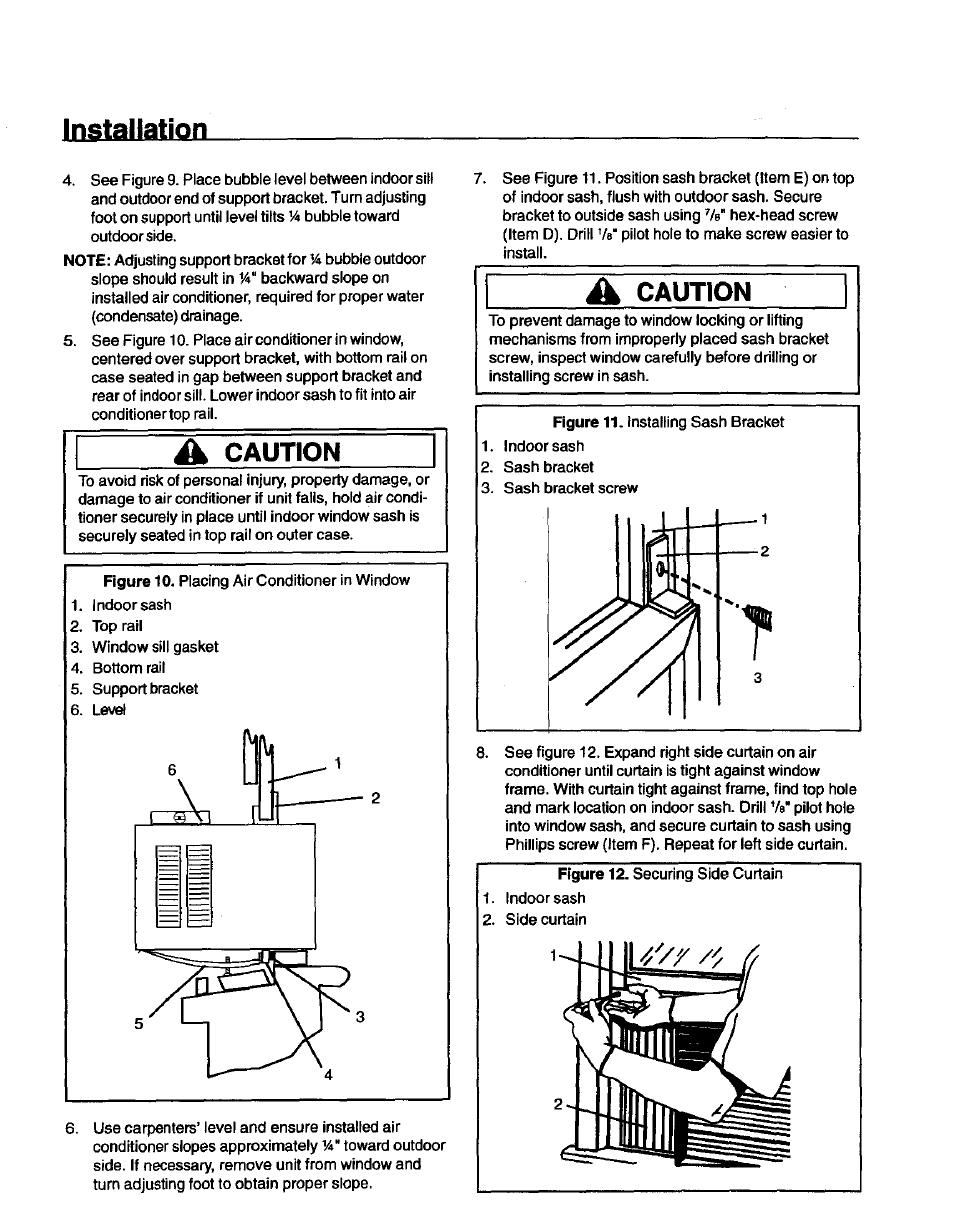 Caution, Installation | Kenmore 70089 User Manual | Page 10 / 28