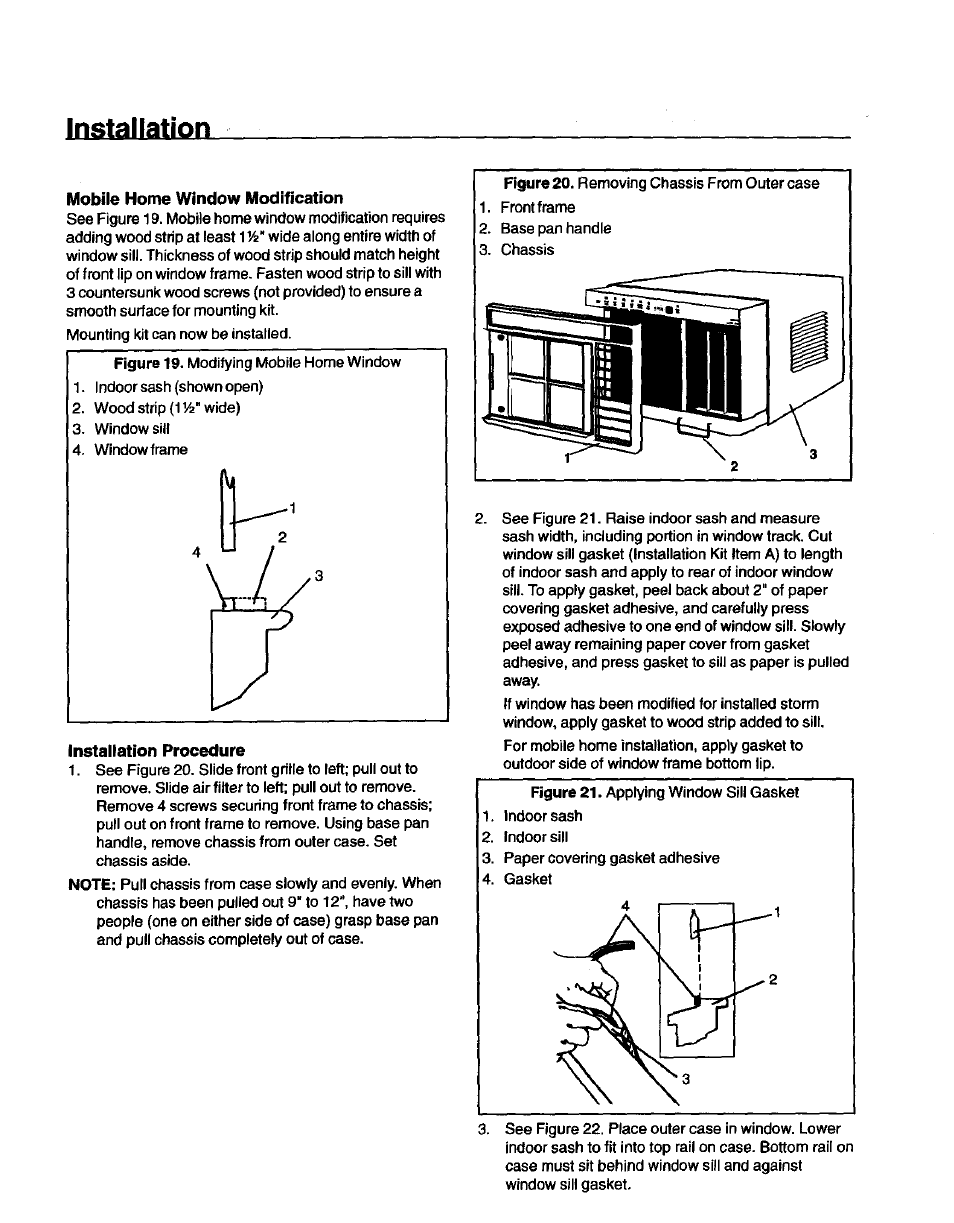 Mobile home window modification, Installation procedure, Installatoti | Kenmore 70089 User Manual | Page 14 / 28