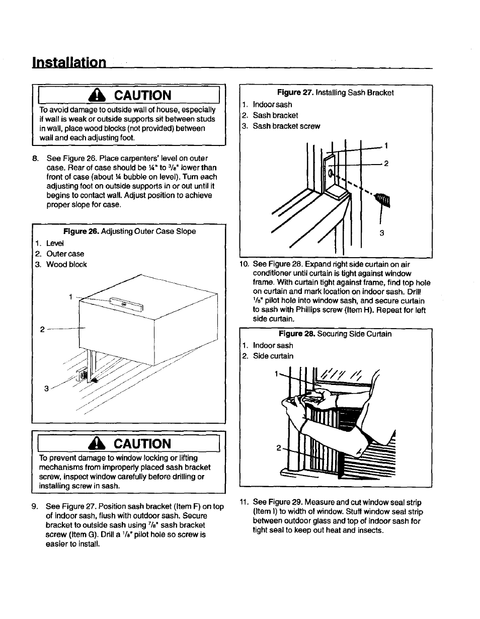 Caution, Installation | Kenmore 70089 User Manual | Page 16 / 28