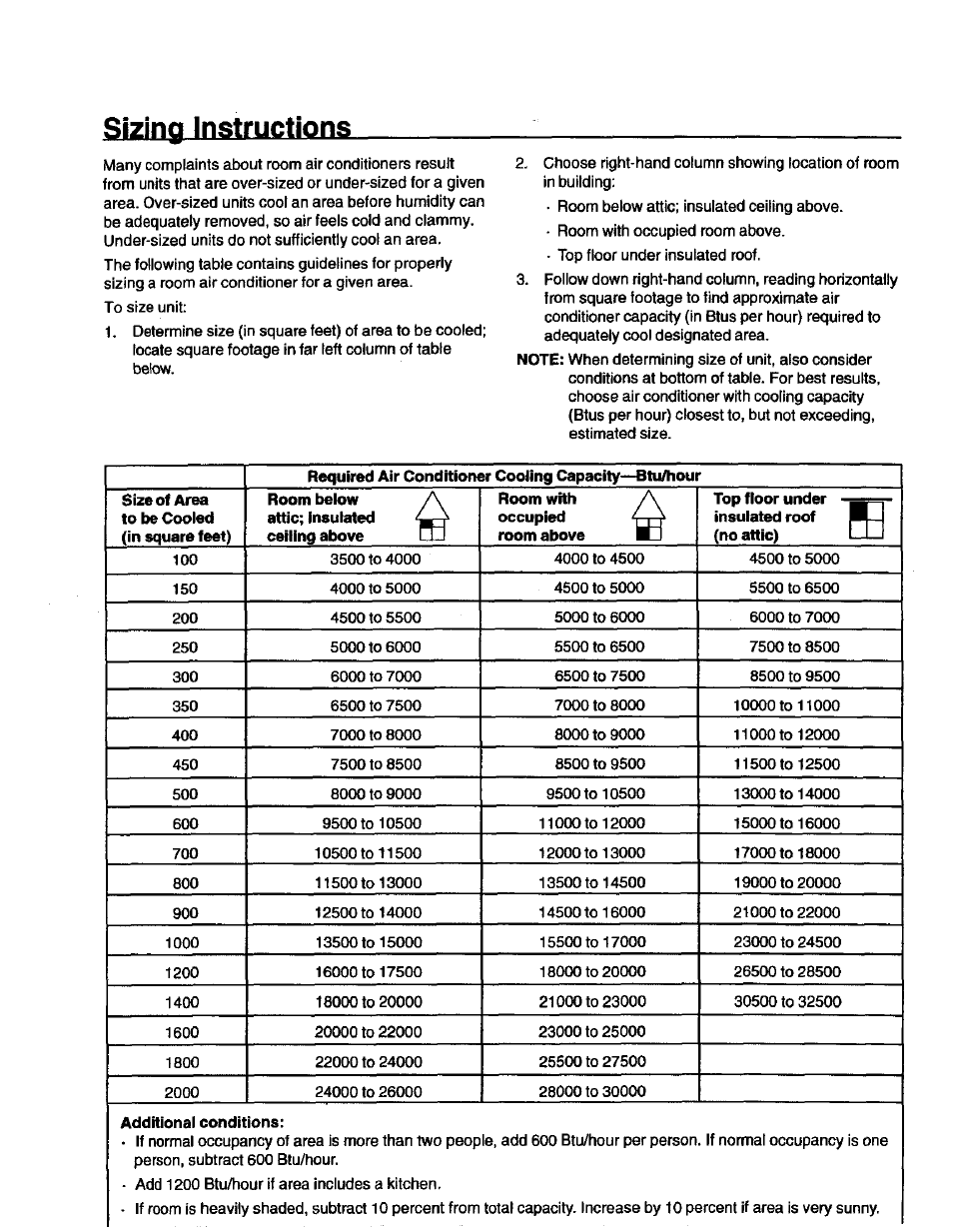 Sizing instructions | Kenmore 70089 User Manual | Page 5 / 28