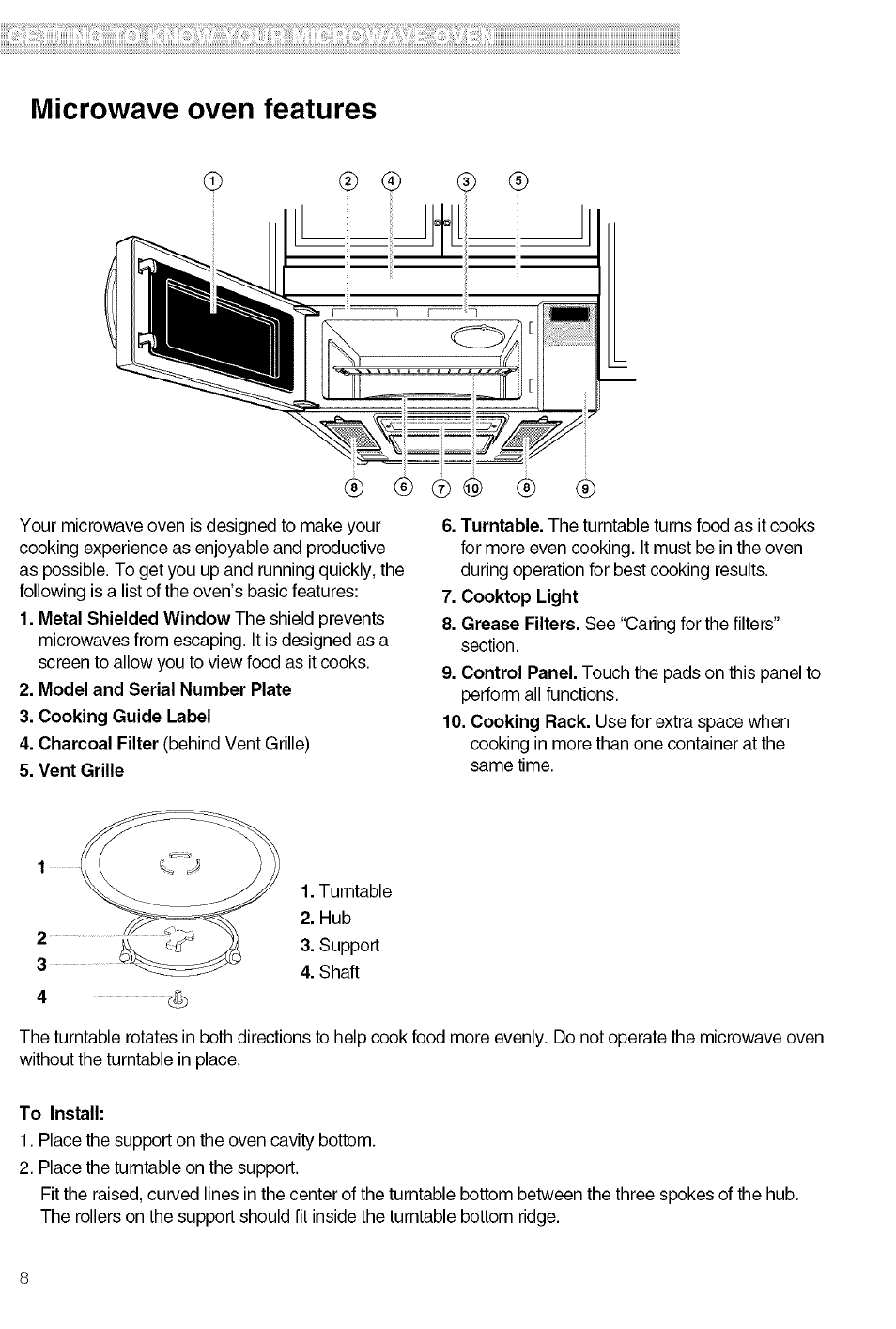 Microwave oven features | Kenmore 721.80609 User Manual | Page 8 / 33