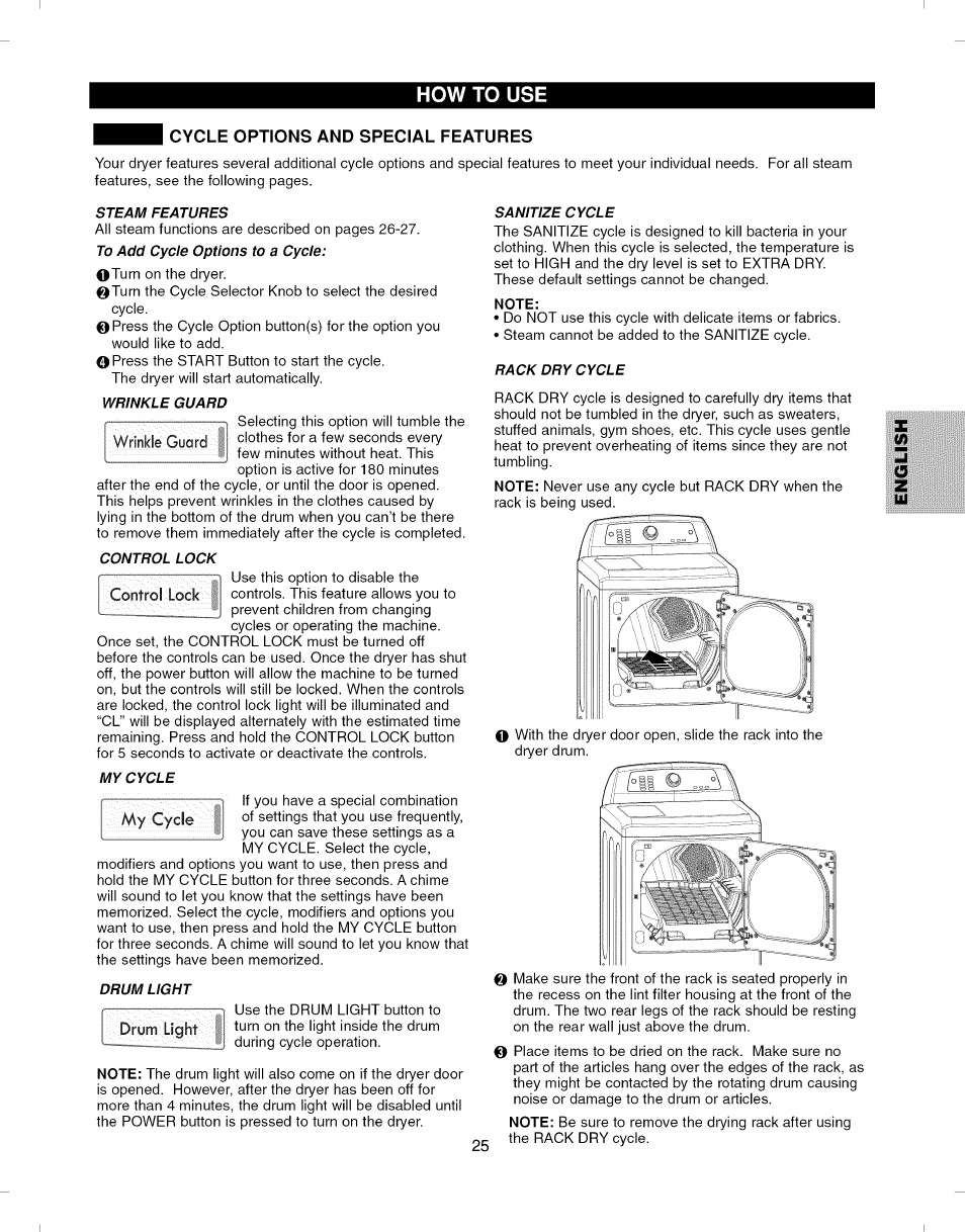 My cycle, Note | Kenmore ELITE 796.7927# User Manual | Page 25 / 72