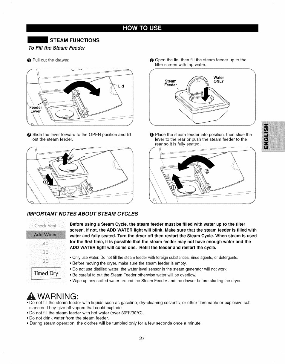 A warning | Kenmore ELITE 796.7927# User Manual | Page 27 / 72