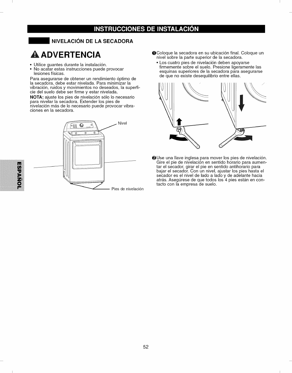 A advertencia | Kenmore ELITE 796.7927# User Manual | Page 52 / 72