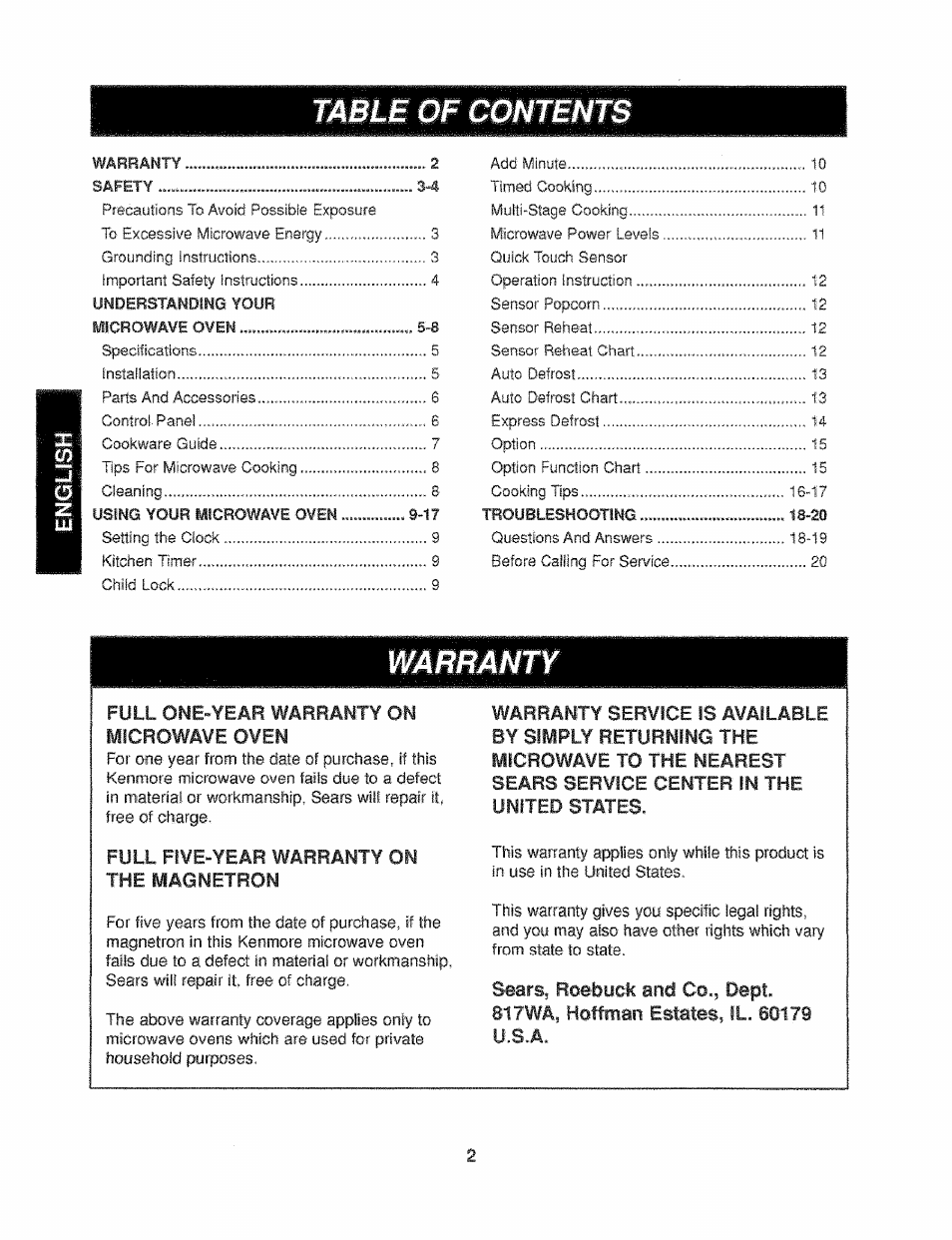 Kenmore 721.61289 User Manual | Page 2 / 63