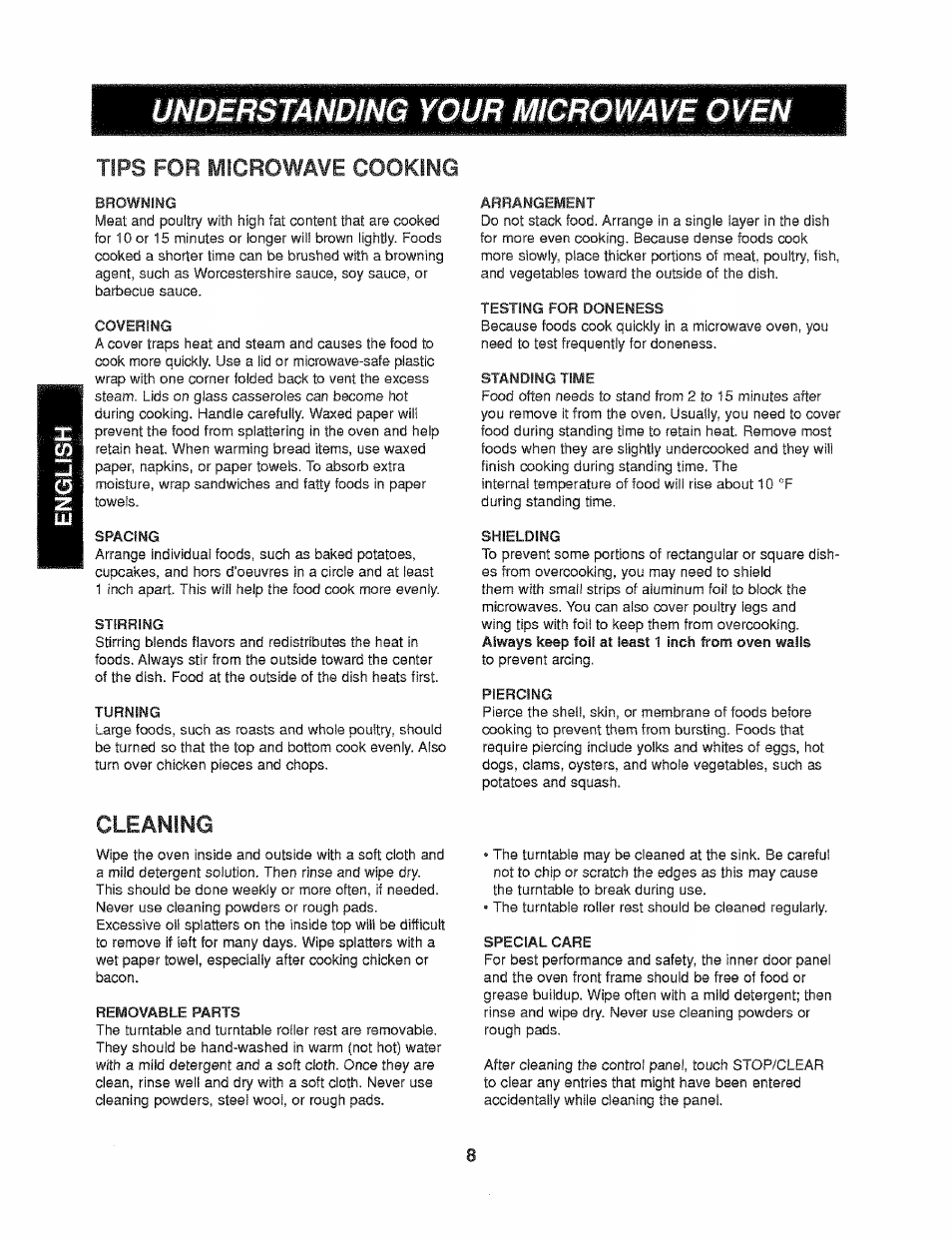 Tips for microwave cooking, Cleaning, Understanding your microwave oven | Kenmore 721.61289 User Manual | Page 29 / 63