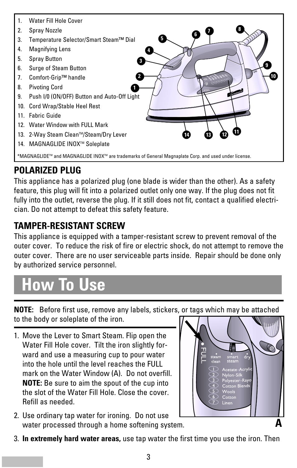 How to use, Polarized plug, Tamper-resistant screw | Cover | Kenmore 62984 User Manual | Page 3 / 12