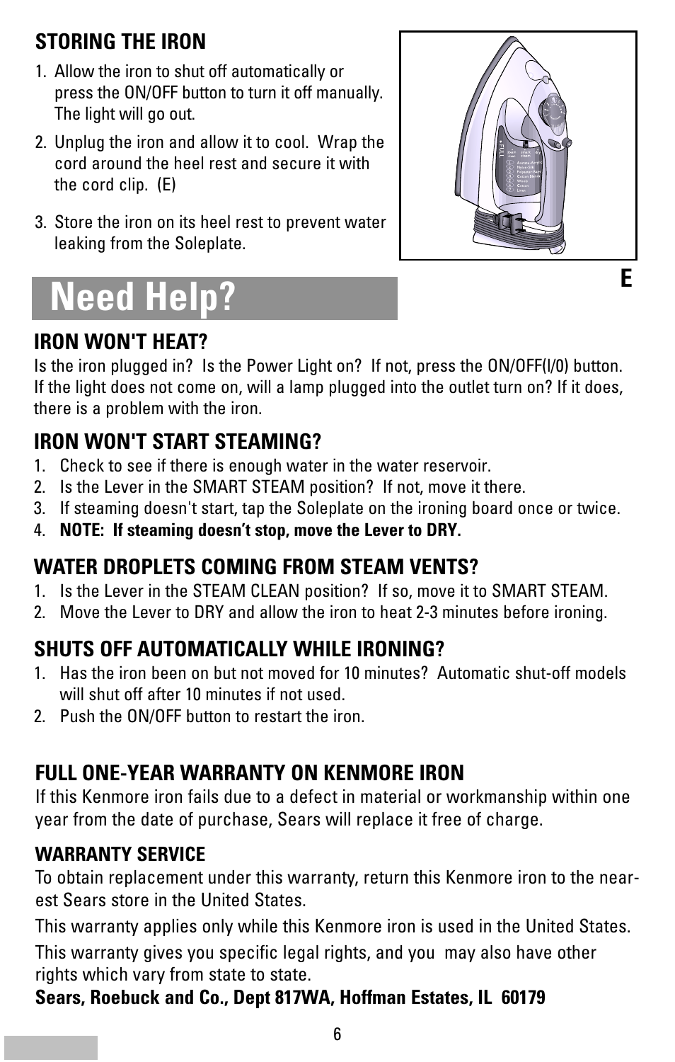 Need help | Kenmore 62984 User Manual | Page 6 / 12