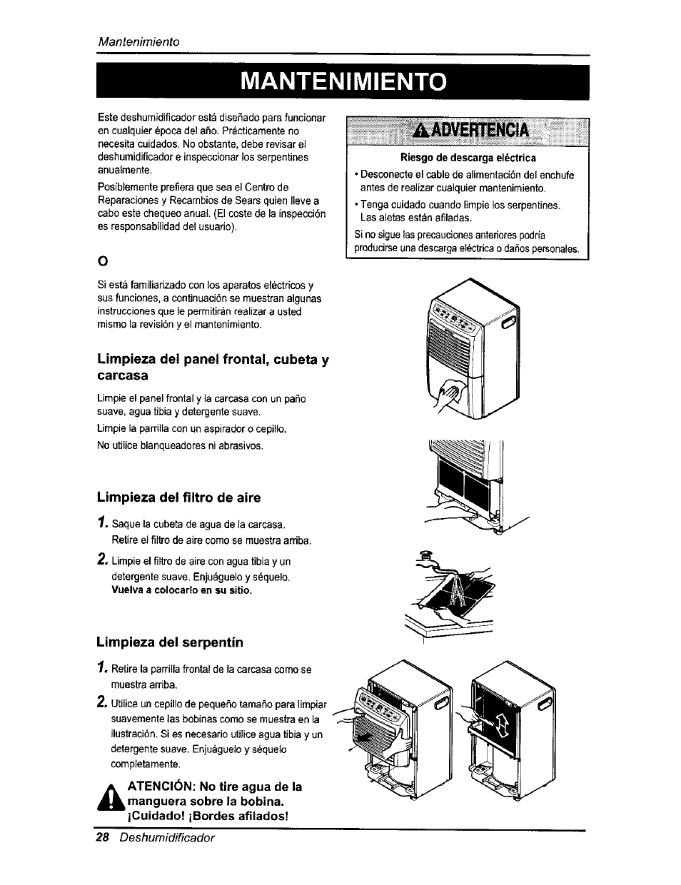 Mantenimiento | Kenmore 580.54701 User Manual | Page 28 / 32