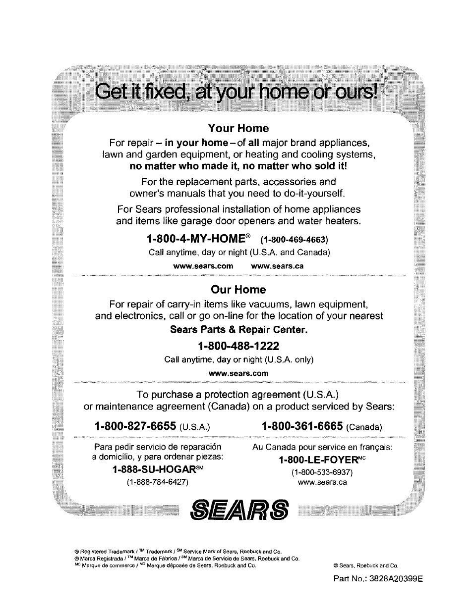 Get it fixed, at your home or ours, Your home, 800-4-my-home | Our home | Kenmore 580.54701 User Manual | Page 32 / 32