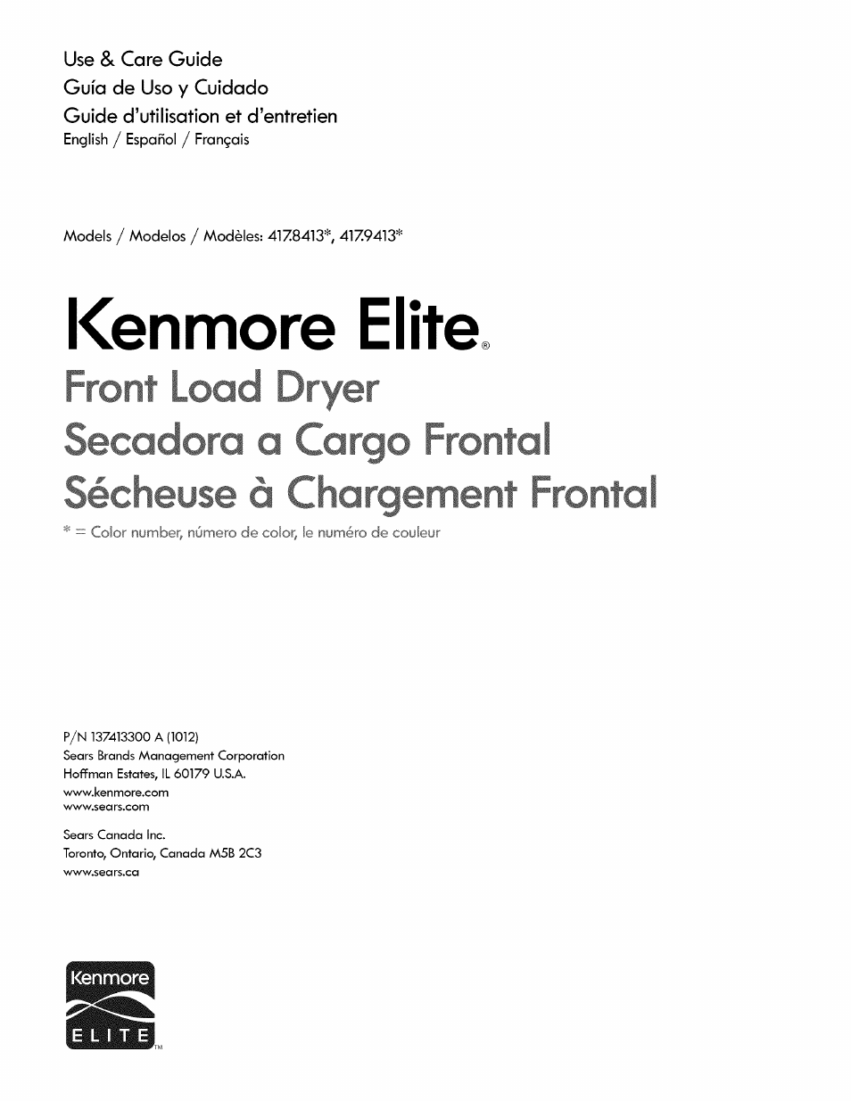 Kenmore 417.8413 User Manual | 20 pages