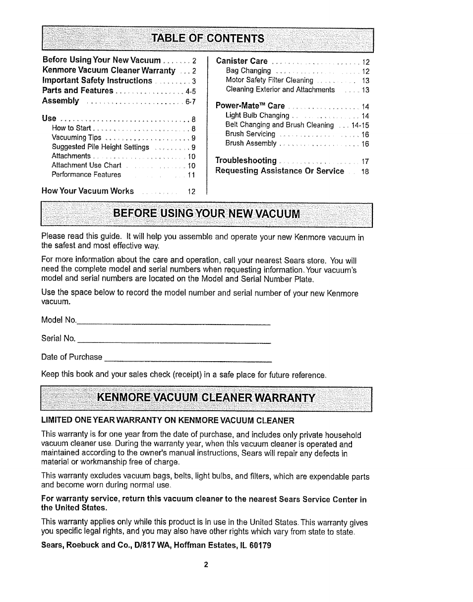 Kenmore 1T6.29429 User Manual | Page 2 / 36