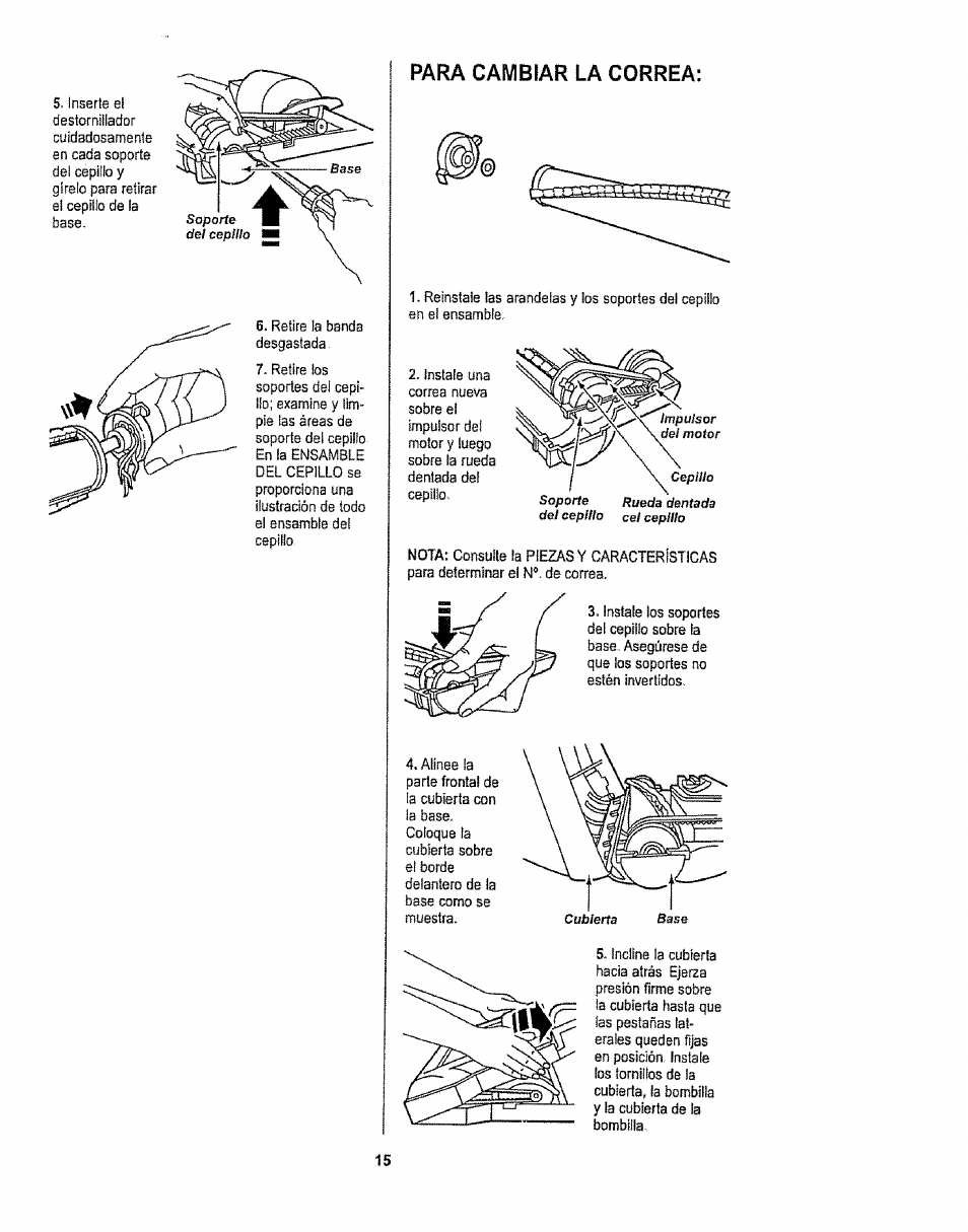 Para cambiar la correa | Kenmore 1T6.29429 User Manual | Page 33 / 36