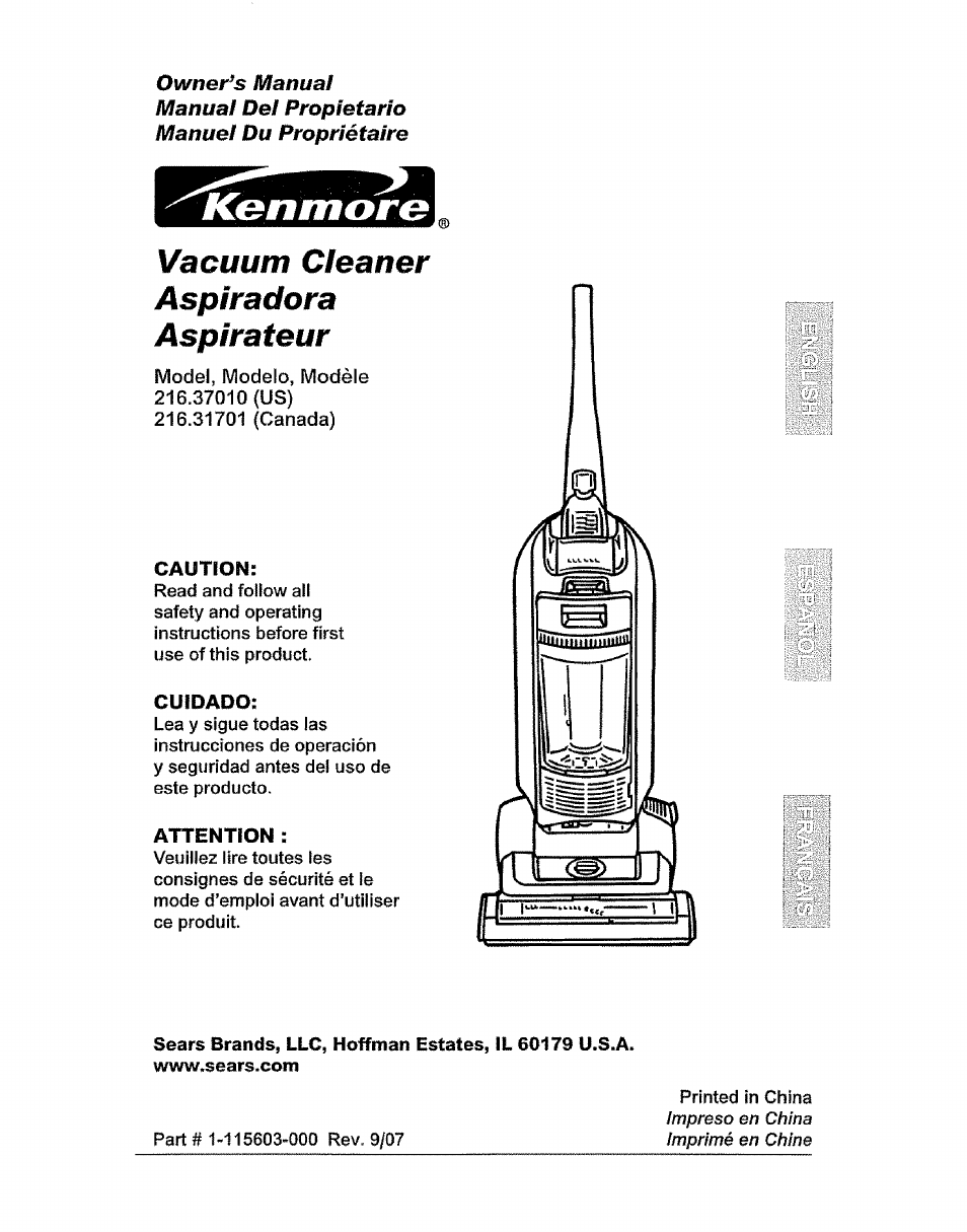 Kenmore 216.3701 User Manual | 17 pages