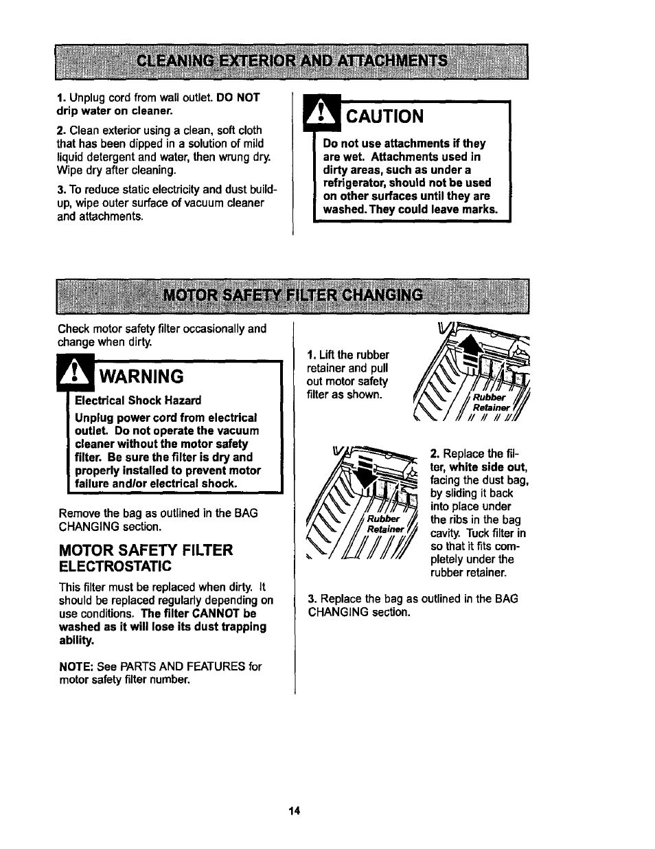 Caution, Warning | Kenmore 116.25513 User Manual | Page 14 / 40