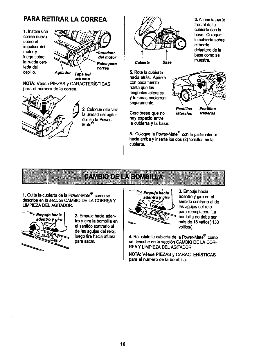 Para retirar la correa | Kenmore 116.25513 User Manual | Page 35 / 40