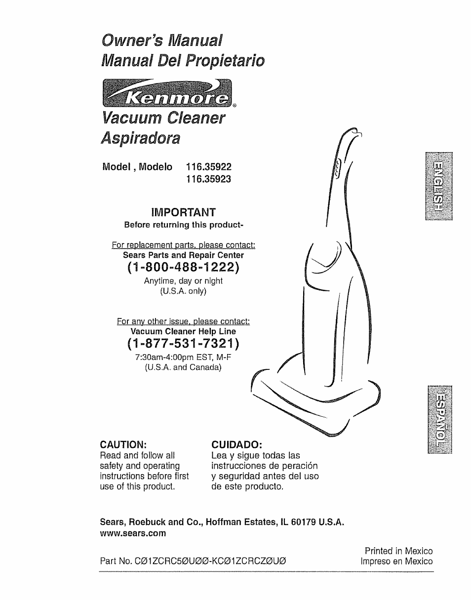 Kenmore 116.35923 User Manual | 44 pages