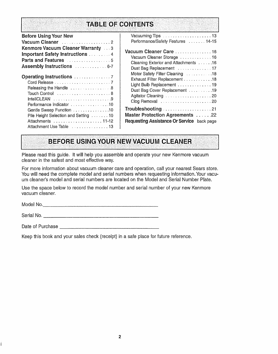 Kenmore 116.35923 User Manual | Page 2 / 44