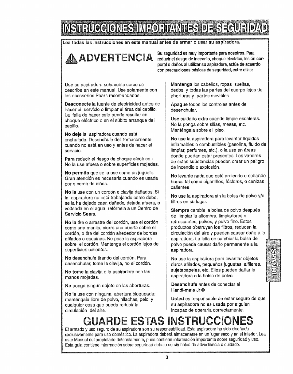 Guarde estas instrucciones, Advertencia | Kenmore 116.35923 User Manual | Page 25 / 44