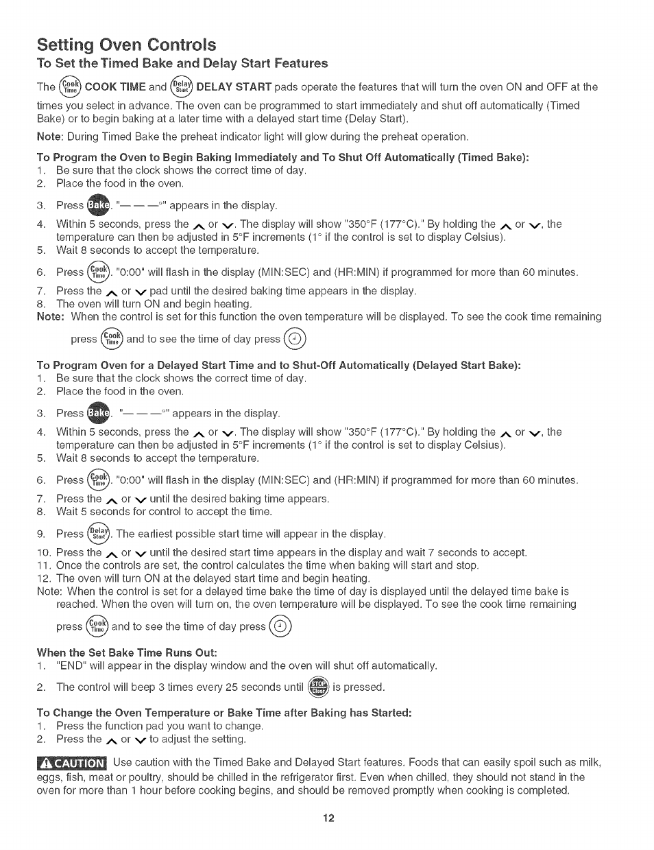 Setting owen controls | Kenmore 790. 3017 User Manual | Page 12 / 26